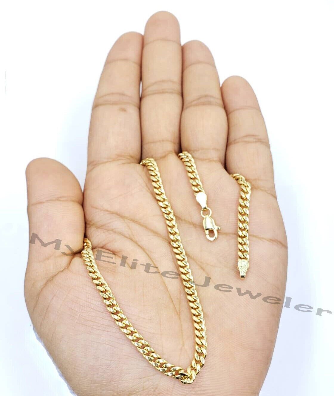 10k Gold Chain Real Diamond D Alphabet Initial Charm pendant 3mm 18Inch Necklace - GoldenlinQ